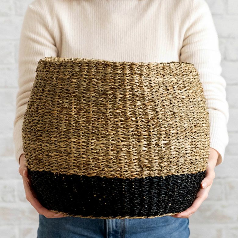 プランターカバー ゴミ箱 バスケット かご シーグラス Lサイズ バイ