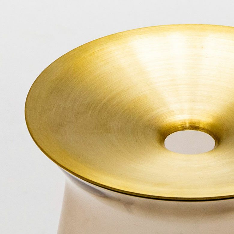 フラワーベース 一輪挿し ガラス 真鍮 クリア ブラウン 直径 8cm 高さ