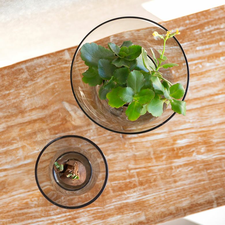 フラワーベース ガラス クリア グレー 直径 12cm 高さ 19cm 830ml