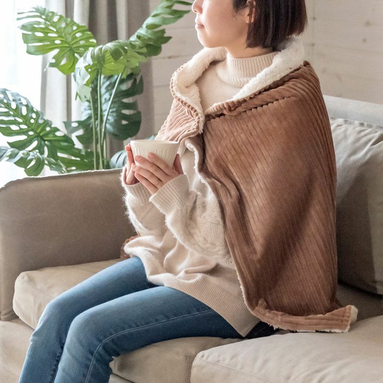 ブランケット ひざ掛け コーデュロイ 約 W 70cm D 100cm H 1cm ボタン