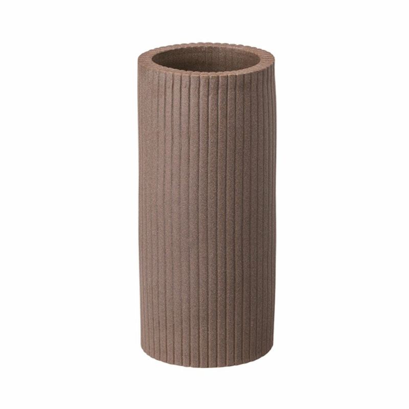 傘立て 筒形 陶器 直径18cm ライトグレー ブラウン [91280