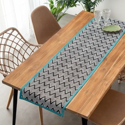 テーブルランナー インド ブロック プリント 柄 綿 コットン W 150cm D 40cm H 0.5cm テーブルライナー ブラック [34452-bk]【 テーブル カバー 布 ダイニング ディナー ランチ キッチン クリスマス パーティー おし