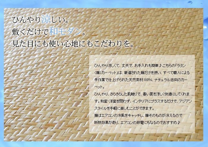 籐あじろ 座布団サイズ 約55×55cm ラタンカーペット【アジアン