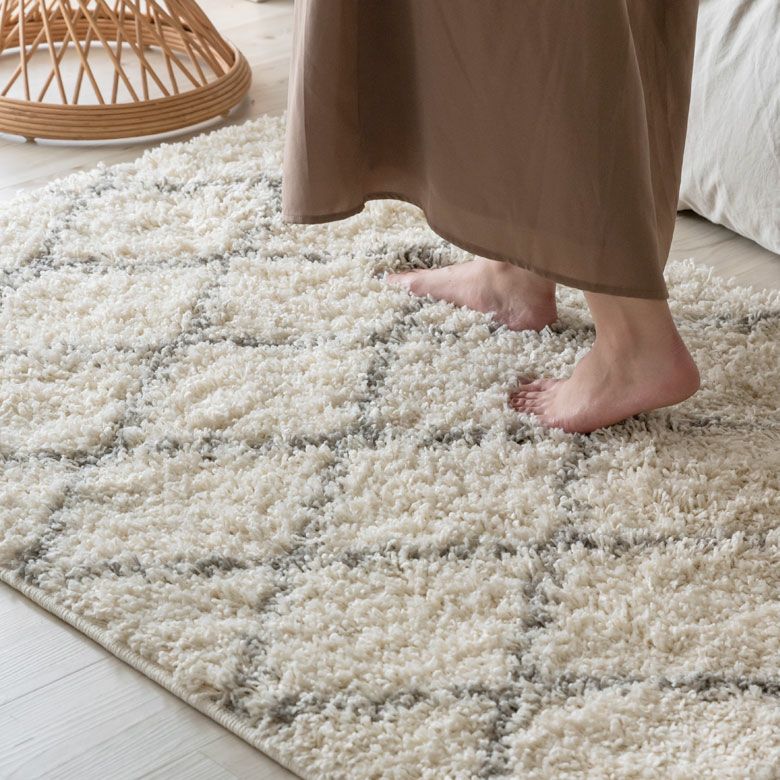 ベニオワレン風シャギーラグ 100×140cm モロカンデザイン ベニオワレン風シャギーラグ 100×140cm モロカンデザイン