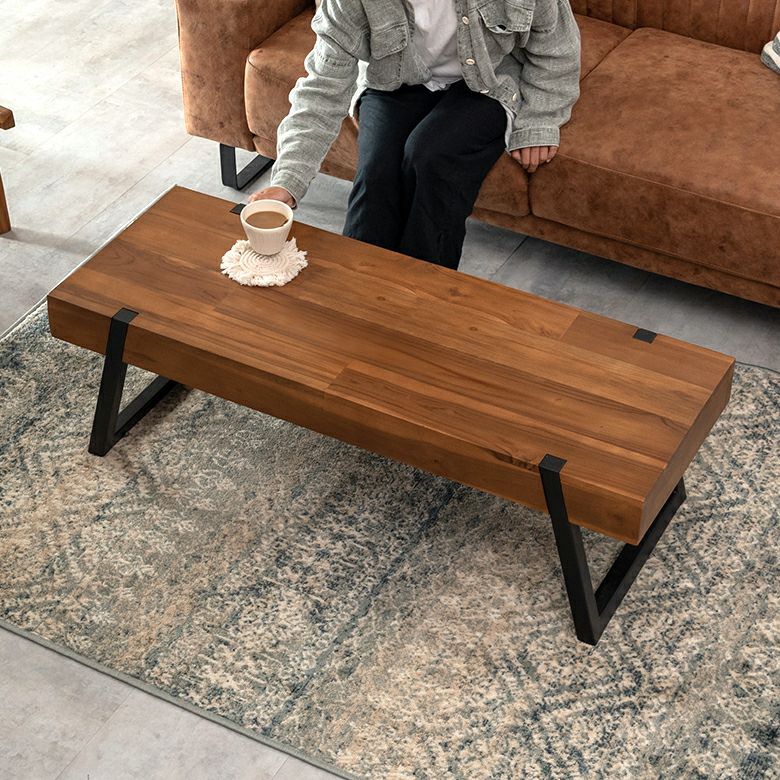 センターテーブル W 120 × D 44 × H 37 cm 木製 スチール 長方形 ...