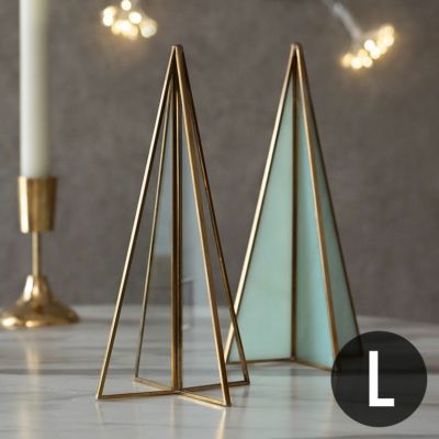 クリスマスツリー オブジェ デコレーション ガラスと真鍮 Lサイズ 約W10×D10×H20cm  [67064]【 ガラスツリー 卓上ツリー クリスマス 飾り ガラス雑貨 ガラス細工 ガラス製 インテリア おしゃれ かわいい 北欧 アジ