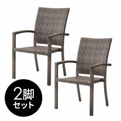 チェア ダイニングチェア ガーデンチェア 肘付き ラタン調 2脚セット 椅子 ガーデンファニチャー イス プラスチック スタッキングチェア 積み重ね おしゃれ リゾート 在宅勤務 set-91261