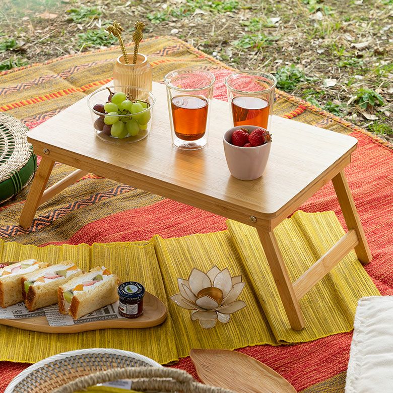 テーブル ローテーブル サイドテーブル バンブー 竹 折りたたみ 可動式  