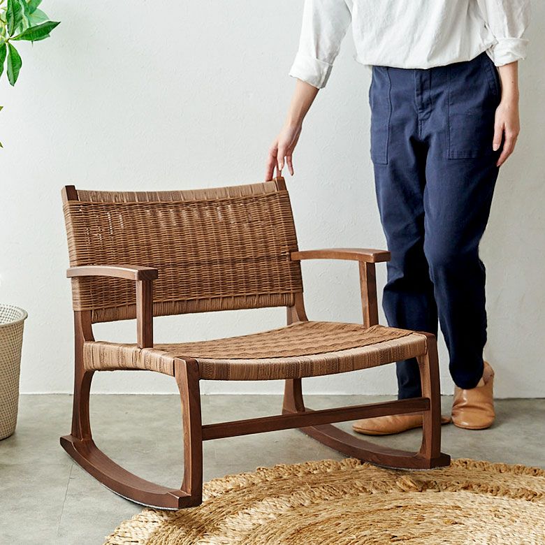 アジアン家具 木製 バリ チーク＆ラタン ロッキングチェア　YAYAPAPUS 楽天市場】ラタンチェア Lサイズ 皮付きラタン アジアン
