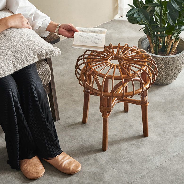 インド製 スツール 天然素材 ハンドメイド 丸椅子 椅子 イス いす チェア-