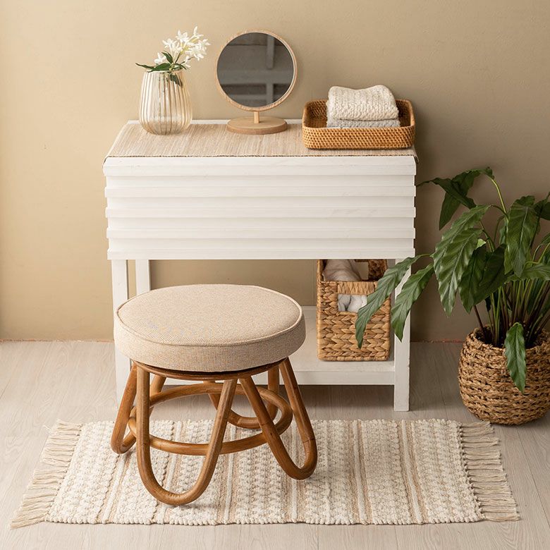 ラタン スツール 和モダン グレー 南国風 籐 ラタン家具 214-1365