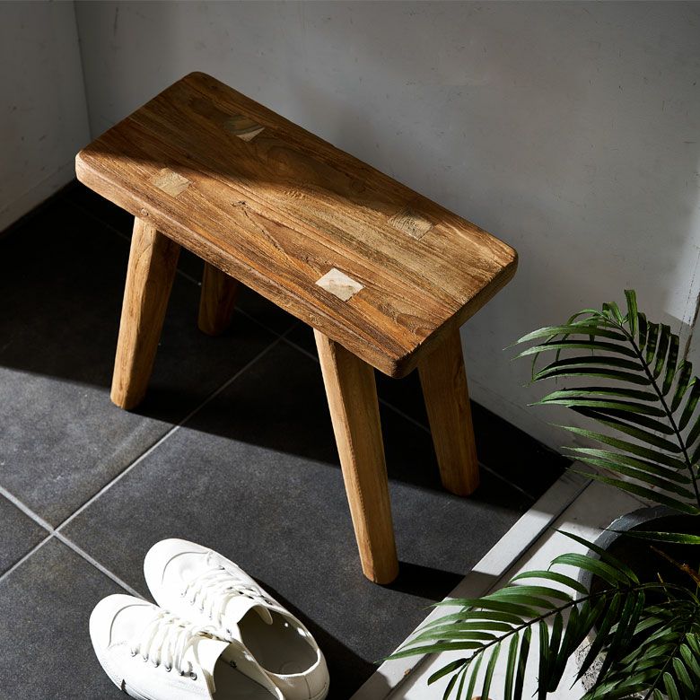 ベンチ ウッドベンチ 古材 チーク ウッド 木製 ショート 約 W 45 × D