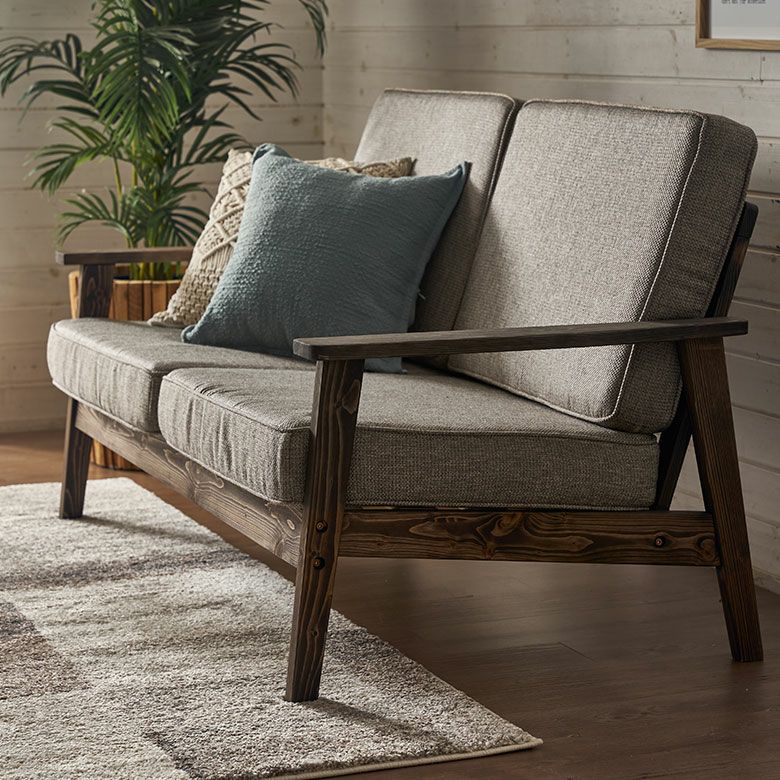 ソファ 2人掛け 二人掛け 2P 天然木 ウッド 木製 約 W 141cm D 75cm H