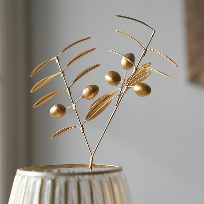 ECOVENIK 人工オリーブの枝 - 花瓶の装飾用フェイクオリーブの茎2本セット 各30インチ 自宅に最適 (シルク、2psc)　並行輸入品 ｜HANDIC オリーブの枝 5本 花瓶用オリーブの枝 人工緑の茎 人工