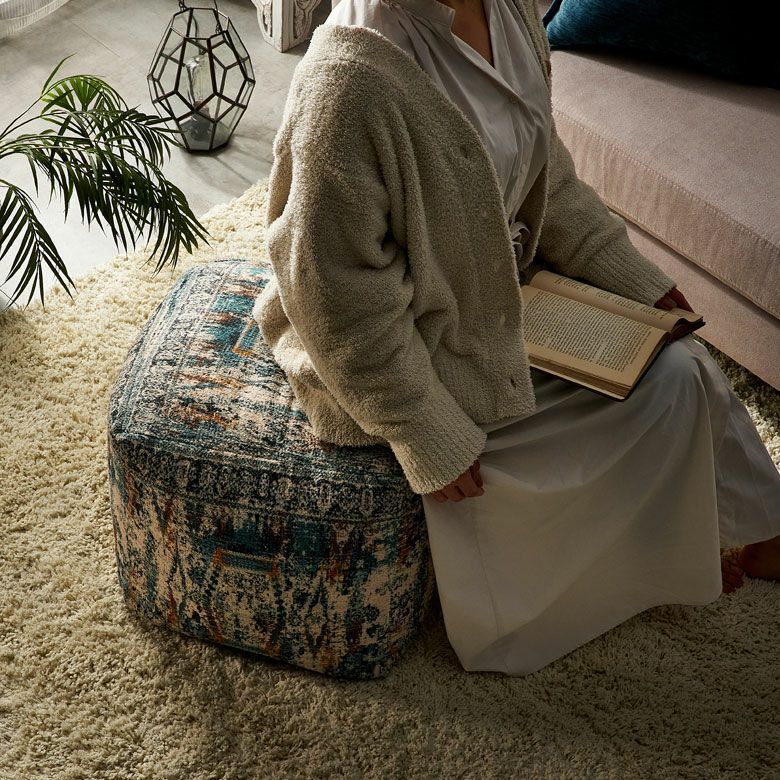 Persian Gallery 振り向く キリム張りスツール オットマン 椅子 チェア