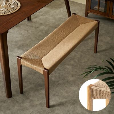 ベンチ チェア 椅子 いす イス 天然木 ペーパーコード 木製 ウッド 長方形 約 W 105cm D 36cm H 46cm ベージュ ブラウン ナチュラル 軽量 疲れにくい ダイニング リビング 玄関 寝室 オールシーズン 春 夏 秋 冬 お