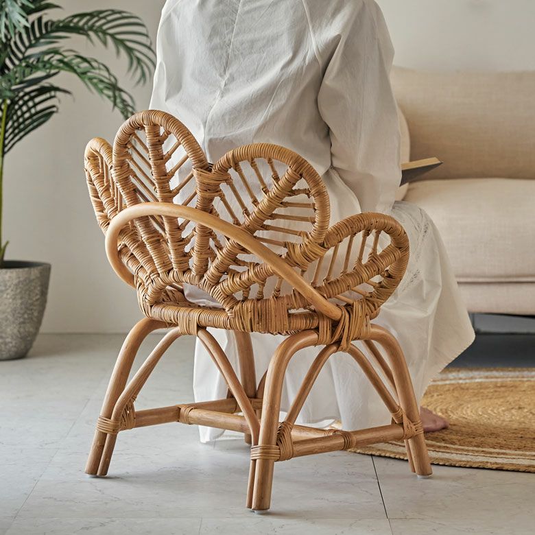 チェア ラタン 籐 天然素材 椅子 いす イス フラワー 花 約 W 62cm D  