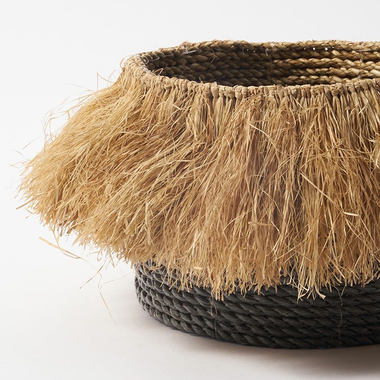 バスケットランドリーバスケットMサイズラフィア約W22cmD22cmH16cmナチュラルかごバスケット収納収納バスケット洗濯物入れおもちゃ入れリビングダイニング寝室キッチン洗面所おしゃれ北欧リゾート雑貨バリインテリアアジアン[m-14064]