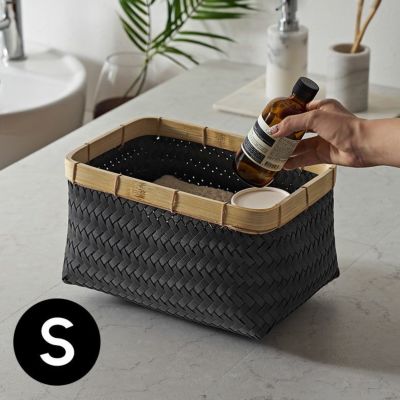 バスケット Sサイズ かご 9.7L バンブー 竹 プラスチック 約 W 30cm D 20cm H 18cm ランドリーバスケット 耐水性 レクタングル かごバスケット 収納 収納バスケット 洗濯物入れ 荷物入れ かばん入れ 小物入れ おしゃ