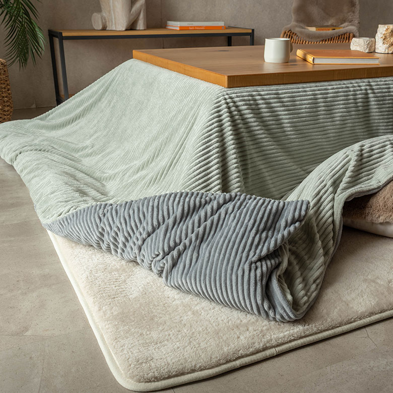こたつ布団カバー正方形こたつカバー約W200cmD200cmH1cmピンクブルーアイボリー布団カバーコーデュロイシンプル無地ポリエステル洗濯可ウォッシャブルリバーシブルキルティング暖房冬温かい暖かいおしゃれ北欧リゾート雑貨アジアン[70121]