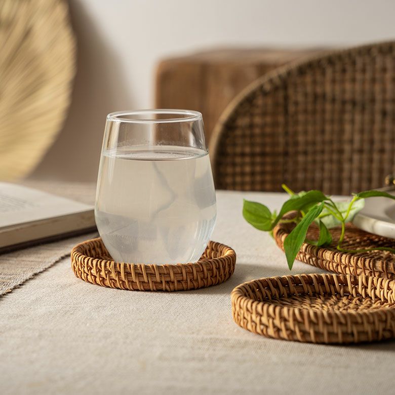 コースターラタン籐約W10cmD10cmH1.5cmナチュラルラウンド丸円形トレイトレー小物入れ小物置きアクセサリーピアス指輪リング腕時計小物リゾートインテリアアジアンリゾートおしゃれ北欧リゾート雑貨インテリアアジアンメール便対応[51343]