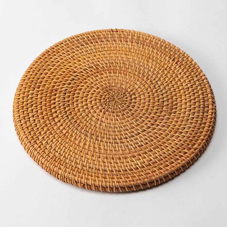 トレイ ラタン 籐 約 W 27cm D 27cm H 1.5cm ナチュラル ラウンド 丸