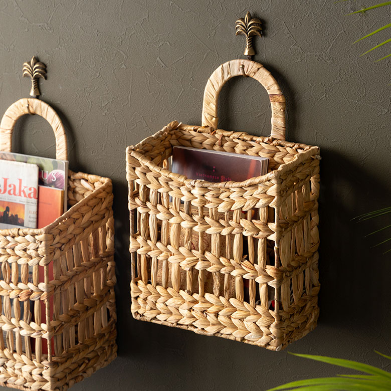 バスケットウォーターヒヤシンスSサイズかごかごバスケット約W24cmD12cmH37cm持ち手付きA4対応収納天然素材籠四角スクエアカゴ小物入れ収納ケース収納かご見せる収納壁面収納壁掛けインテリアおしゃれ北欧雑貨アジアン[51359]