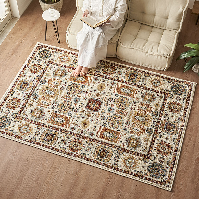 ラグラグマットウィルトン織トライバル柄エジプト製約130×190cm長方形約W133cmD190cmH1cm絨毯マットカーペットペルシャペルシャ絨毯風ペルシャ風オールシーズン春夏秋冬リビング寝室おしゃれ北欧リゾートインテリアアジアン[eg84309]