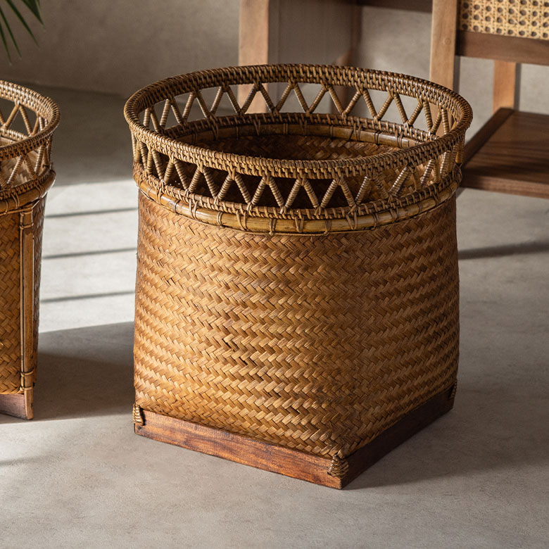バスケットかご約20L8号Lサイズラタンバンブー籐竹深型約W36cmD36cmH36cmプランターカバー鉢カバーかごバスケット収納かご収納バスケット収納鉢カバーごみ箱ゴミ箱ダストボックスおしゃれ北欧リゾート雑貨インテリアアジアン[14121]