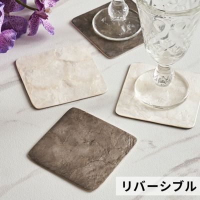 コースター カピスシェル シェル 貝 スクエア 四角 1枚 リバーシブル 約 W 10cm D 10cm H 1cm トレイ トレー デコレーショントレイ ディスプレイトレイ テーブルウエア ダイニング キッチン キッチン雑貨 おしゃれ 