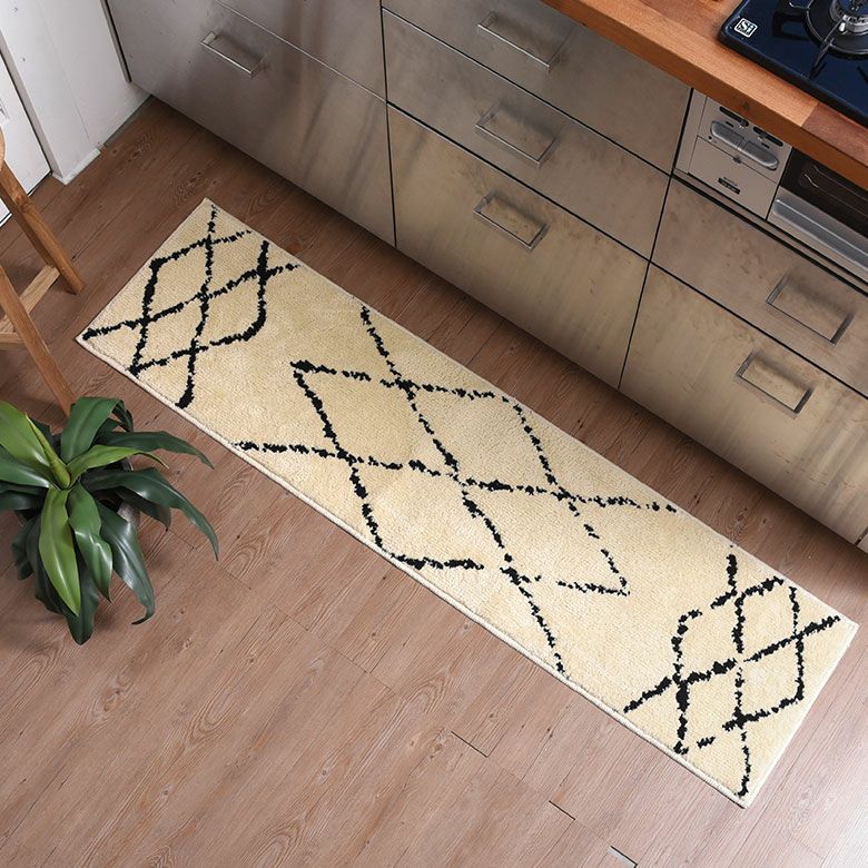 日本製ラグラグマットキッチンマット約45×180cm国産ベニオワレン風クロス長方形防ダニ抗菌防臭洗えるカーペット絨毯じゅうたんホットカーペット床暖房対応可敷物マットオールシーズンおしゃれ北欧リゾート雑貨インテリアアジアン[84350]