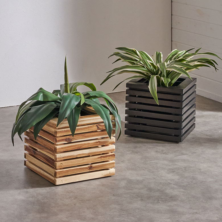 プランターカバープランターボックス木製ウッド天然木アカシアSサイズ5号用インナーポット付き底穴なし約W29.5cmD29.5cmH28cm正方形鉢カバー植木鉢カバーテラス玄関リビングTRUNKトランクおしゃれ北欧リゾート雑貨インテリアアジアン[51362]