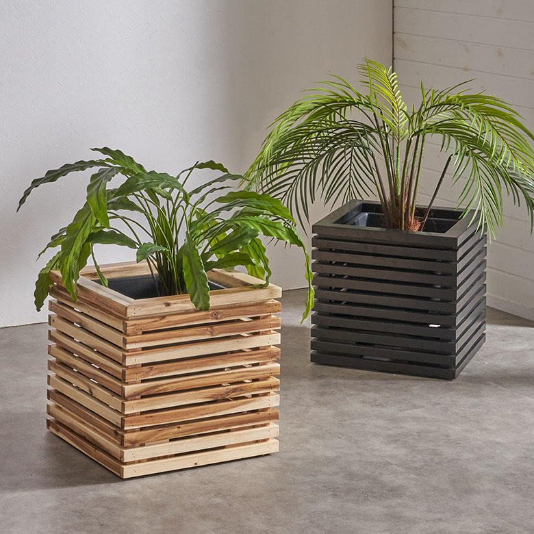 プランターカバープランターボックス木製ウッド天然木アカシアMサイズ7号用インナーポット付き底穴なし約W39.5cmD39.5cmH39cm正方形鉢カバー植木鉢カバーテラス玄関リビングTRUNKトランクおしゃれ北欧リゾート雑貨インテリアアジアン[51363]