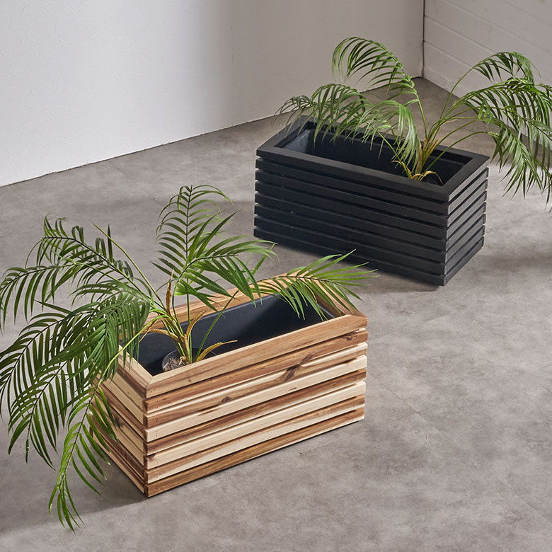 プランターカバープランターボックス木製ウッド天然木アカシアSサイズ5号用インナーポット付き底穴なし約W54cmD26.0cmH26.5cm長方形鉢カバー植木鉢カバーテラス玄関リビングTRUNKトランクおしゃれ北欧リゾート雑貨インテリアアジアン[51365]