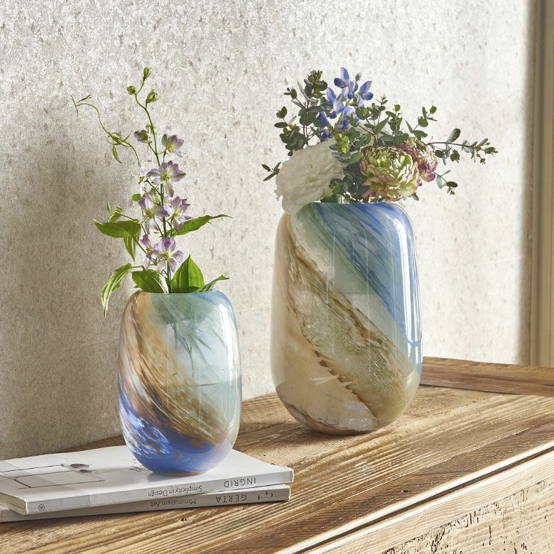 花瓶　フラワーベース　マーブル　グリーン　ブルー　手作り　フリル　美品 花瓶 フラワーベース マーブル グリーン ブルー 手作り フリル