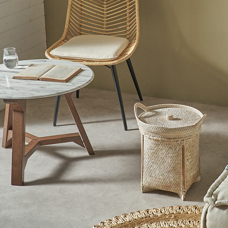 バスケットかご約18Lラタンバンブー籐竹深型約W30cmD30cmH39cmふた付持ち手付ハンドルかごバスケット収納かご収納バスケットタオルおもちゃ衣類収納入れごみ箱ゴミ箱ダストボックスおしゃれ北欧リゾート雑貨インテリアアジアン[14136]