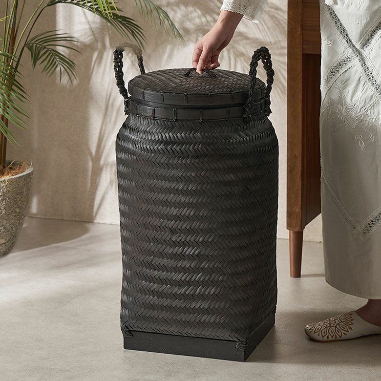 バスケット かご 約 37L バンブー 竹 深型 約 W 30cm D 30cm H