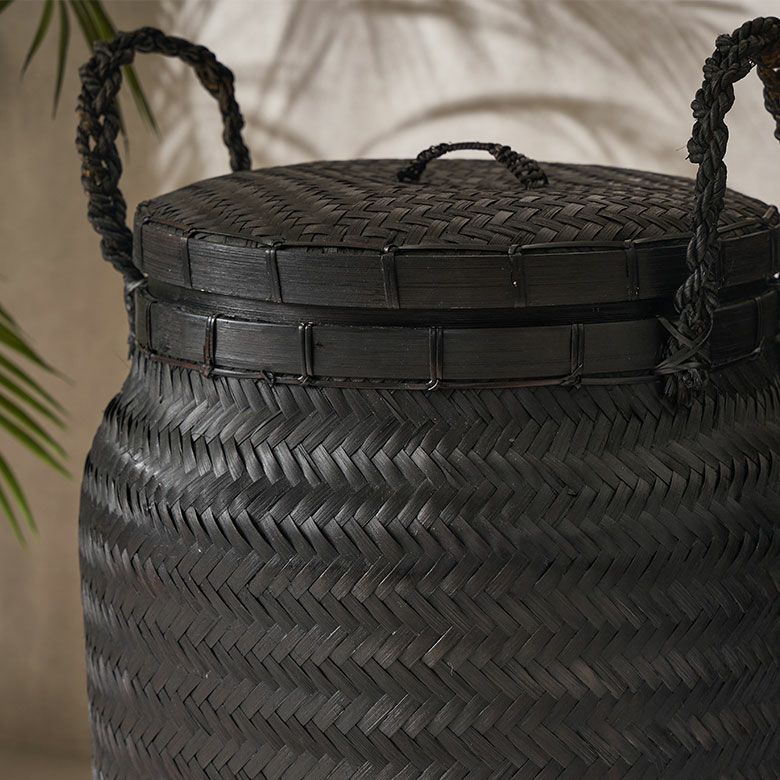 バスケット かご 約 37L バンブー 竹 深型 約 W 30cm D 30cm H 58cm