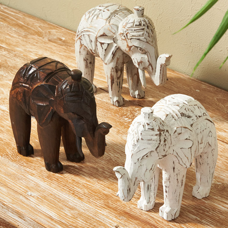 オブジェ象Sサイズ子供置き物飾り置物装飾約W16cmD6cmH15cm木製天然木ウッドディスプレイインテリア木彫り彫刻インテリアオブジェ小物卓上オブジェ卓上アンティーク風エスニックデコレーションおしゃれ北欧リゾート雑貨アジアン[14101]