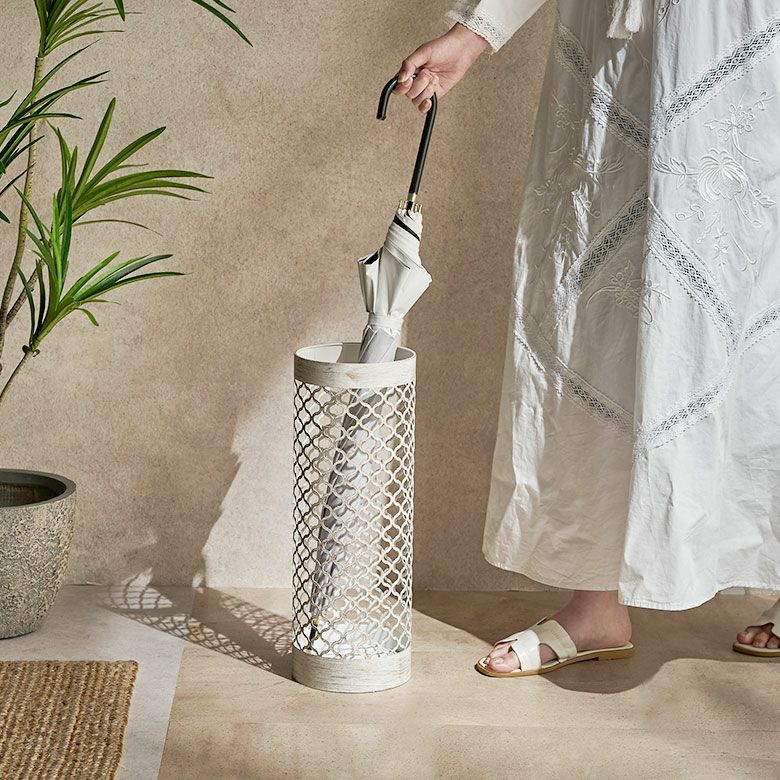 傘立てスチールセラミック筒形給水プレート付き長傘傘立傘たて傘置き約W15cmD15cmH43cmスリムコンパクト傘立て置きかさ立て傘スタンド傘収納玄関収納屋内室内省スペース折りたたみ傘おしゃれ北欧リゾート雑貨インテリアアジアン[67158]