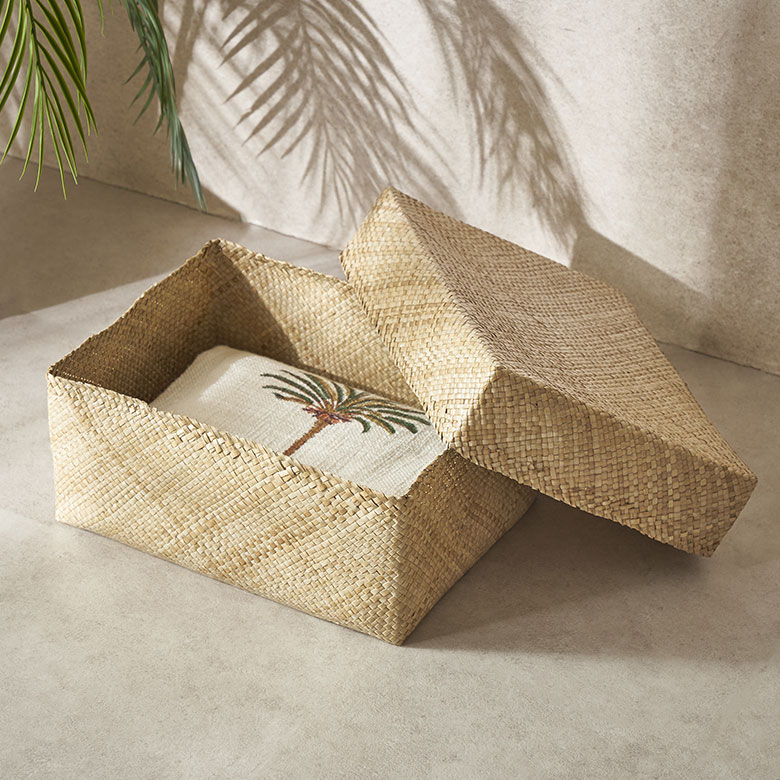 収納ボックスパンダン長方形A4ふた付き蓋付きフタ付き約W37cmD29cmH16cmカゴ収納かご収納バスケット収納ケース書類おもちゃ衣類収納入れケースボックスナチュラルかごバスケット籠おしゃれ北欧リゾート雑貨インテリアアジアン[14143]