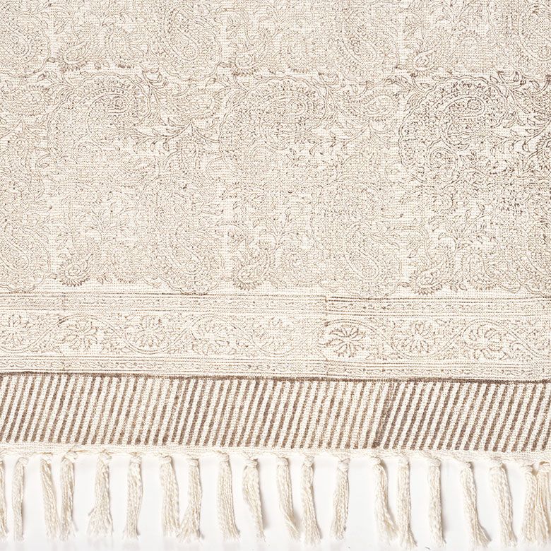 スローケットひざ掛け大判マルチカバーブランケットカバーコットン綿100%約W120cmD170cmH0.3cmブロックプリントプリントペイズリーヤシの木椰子の木ヤシ椰子無花果ソファリビング寝室おしゃれ北欧リゾート雑貨インテリアアジアン[34639]