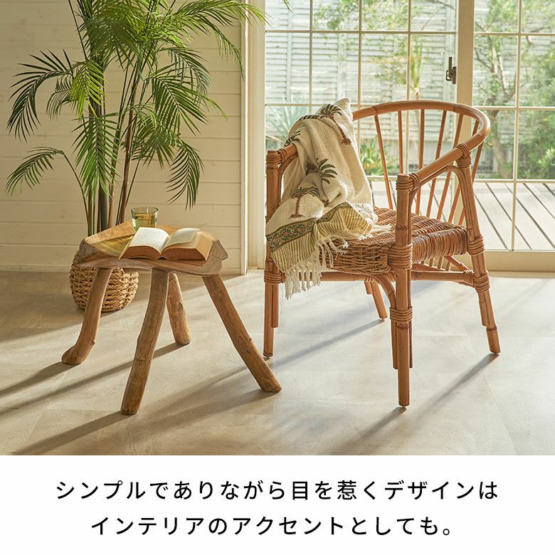 軽くて丈夫なラタンで編まれたカフェチェアー[14152]