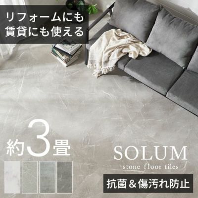 抗菌・防キズ・防シミ加工！施工方法が選べる 裏面ノリなし ストーン調フロアタイル SOLUM ソルム[stc27-840]